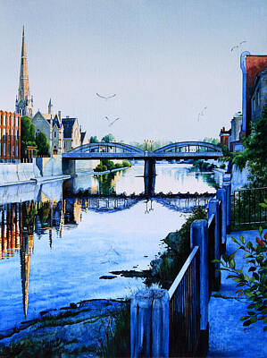 City Scenes Paintings - Cambridge Summer Morning by Hanne Lore Koehler