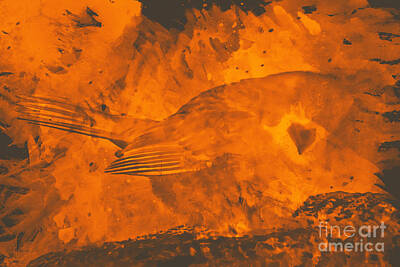 Animals Mixed Media - Cardinal on fire by Celestial Images