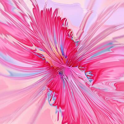 Best Sellers - Abstract Flowers Digital Art Royalty Free Images - Carnation Pink Royalty-Free Image by Anastasiya Malakhova