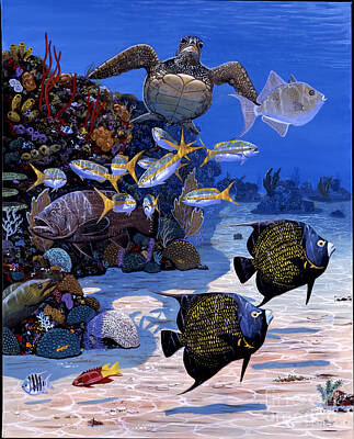 Reptiles Paintings - Cayman Reef Re0024 by Carey Chen