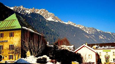 City Scenes Royalty-Free and Rights-Managed Images - Chamonix Skyline by Dwight Pinkley