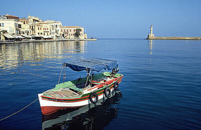 College Town - Chania Harbor Greece by Buddy Mays