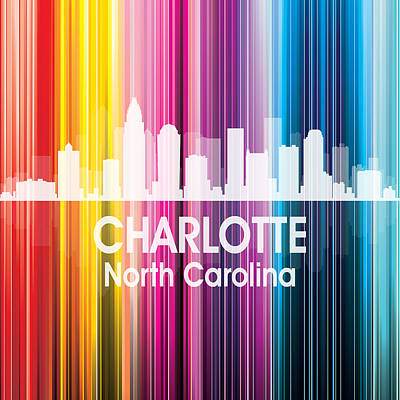 Abstract Skyline Mixed Media - Charlotte NC 2 Squared by Angelina Tamez