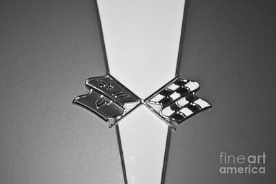 Polaroid Camera - Chevy Corvette Emblem in Black and White by Pamela Walrath