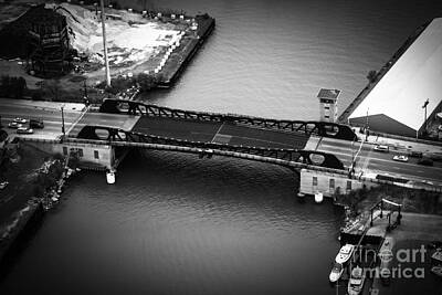 Parisian Bistro - Chicago 95th Street Bridge Aerial Black And White Picture by Paul Velgos