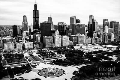 City Scenes Royalty-Free and Rights-Managed Images - Chicago Aerial Picture in Black and White by Paul Velgos