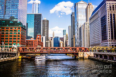Landmarks Photos - Chicago Cityscape at Wells Street Bridge by Paul Velgos
