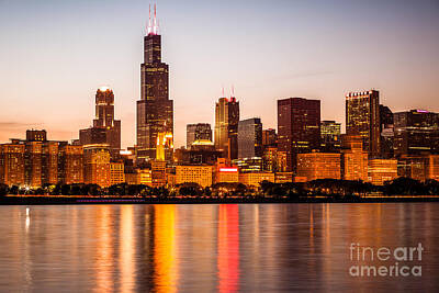 Skylines Royalty-Free and Rights-Managed Images - Chicago Downtown City Lakefront with Willis-Sears Tower by Paul Velgos