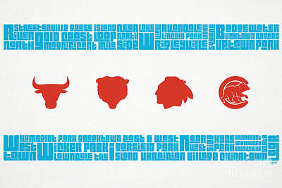 Bruce Springsteen - Chicago Flag Sports Teams by Mike Maher