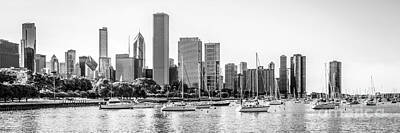 Skylines Royalty-Free and Rights-Managed Images - Chicago Skyline Panorama Photo at Monroe Harbor by Paul Velgos