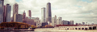 Skylines Royalty-Free and Rights-Managed Images - Chicago Skyline Vintage Panorama Picture by Paul Velgos