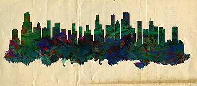 Skylines Paintings - Chicago Skylines by MotionAge Designs