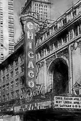 Guitar Patents Rights Managed Images - Chicago Theater 5599 Rough Charcoal Sketch HP Royalty-Free Image by David Lange