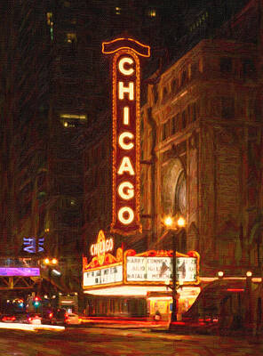 Cities Mixed Media - Chicago Theater by Celestial Images