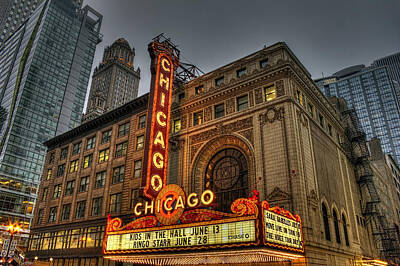 Patriotic Signs - Chicago Theatre HDR by Josh Bryant