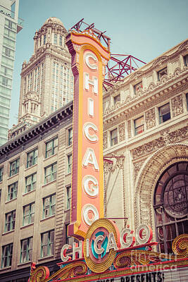 City Scenes Royalty-Free and Rights-Managed Images - Chicago Theatre Retro Vintage Picture by Paul Velgos