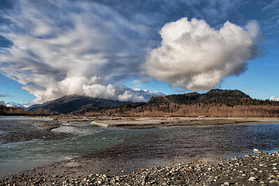 Peacock Feathers - Chilkat River with Clouds by Michele Cornelius