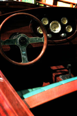 Red Roses - Chris Craft Interior with Gauges by Michelle Calkins