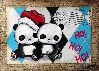 The Champagne Collection Royalty Free Images - Christmas Pandas Go Ho Ho Ho Royalty-Free Image by Lizzy Love of Oddball Art Co