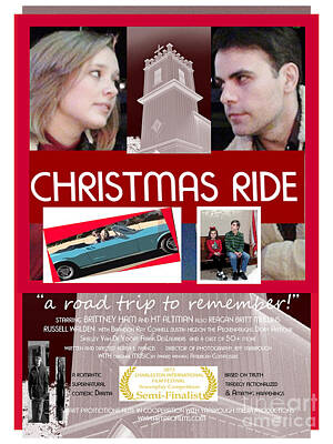 Karen H Royalty-Free and Rights-Managed Images - Christmas Ride Poster w Church by Karen Francis