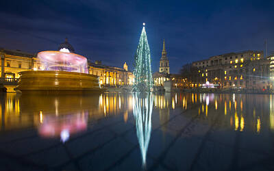 London Skyline Photo Royalty Free Images - Christmas  Tree Trafalgar Square Royalty-Free Image by David French