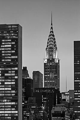 New York Skyline Royalty-Free and Rights-Managed Images - Chrysler Building New York City BW by Susan Candelario