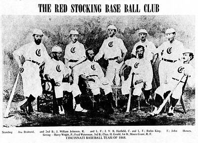 Baseball Royalty-Free and Rights-Managed Images - Cincinnati Red Stocking Baseball Team by Gary Wonning