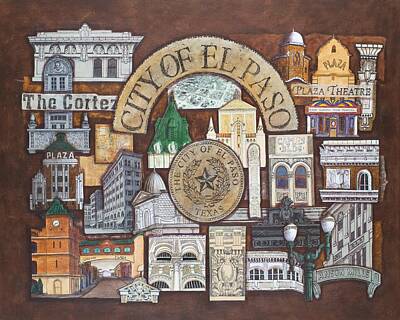 Best Sellers - City Scenes Mixed Media - City of El Paso by Candy Mayer