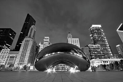 Cities Royalty-Free and Rights-Managed Images - Cloud Gate and Skyline by Adam Romanowicz
