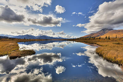 Mountain Photos - Cloud Reflections On Knob Lake Along by Lucas Payne