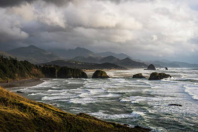 Antique Maps - Clouds Hang Low Over The Oregon Coast by Robert L. Potts