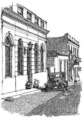 City Scenes Drawings - Colonia Uruguay City Sketch by Drawspots Illustrations