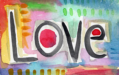 Abstract Royalty-Free and Rights-Managed Images - Colorful Love- painting by Linda Woods