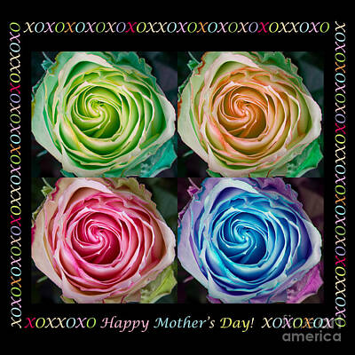 James Bo Insogna Royalty-Free and Rights-Managed Images - Colorful Rose Spirals Happy Mothers Day Hugs and Kissed by James BO Insogna