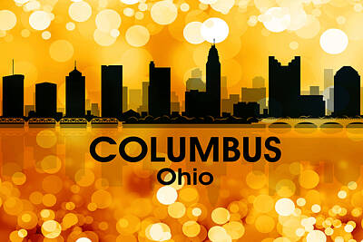 Abstract Skyline Mixed Media Royalty Free Images - Columbus OH 3 Royalty-Free Image by Angelina Tamez