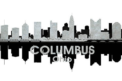 Abstract Skyline Mixed Media Royalty Free Images - Columbus OH 4 Royalty-Free Image by Angelina Tamez
