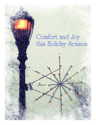Staff Picks Judy Bernier Rights Managed Images - Comfort and Joy this Holiday Season - Lantern with Snowflake Light - Holiday and Christmas Card Royalty-Free Image by Miriam Danar