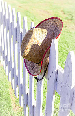 Little Mosters Rights Managed Images - Cowboy Hat On Picket Fence Royalty-Free Image by Edward Fielding
