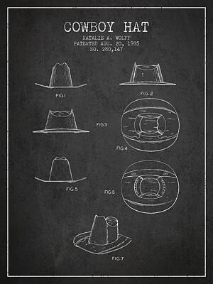 Katharine Hepburn - Cowboy Hat Patent from 1985 - Charcoal by Aged Pixel