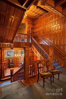 Staff Picks Judy Bernier Rights Managed Images - Craigdarroch Castle Victoria BC Stairwell Royalty-Free Image by Mike Reid