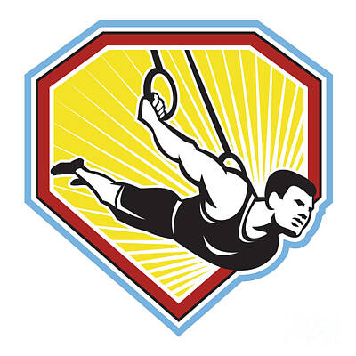 Athletes Digital Art - Crossfit Athlete Muscle-Up Gymnastics Ring Retro by Aloysius Patrimonio