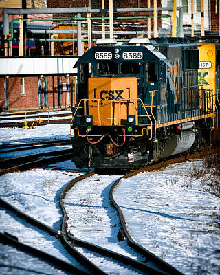 Cargo Boats Rights Managed Images - CSX 8585 Locomotive At The Ready Royalty-Free Image by Bill Swartwout