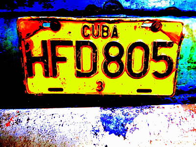 Shaken Or Stirred - Cuban License Plate  by Funkpix Photo Hunter