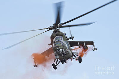 Transportation Photos - Czech Air Force Mi-35 Hind Helicopter by Timm Ziegenthaler