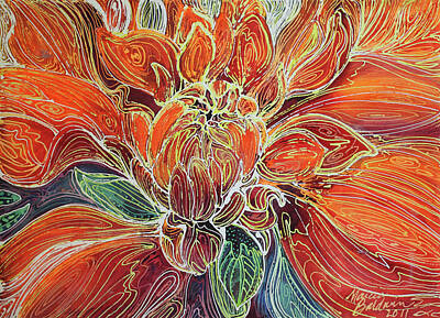 Abstract Flowers Paintings - Dahlia Floral Abstract  by Marcia Baldwin
