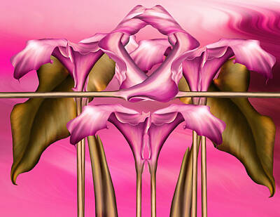 Lilies Digital Art - Dance Of The Pink Calla Lilies III by Georgiana Romanovna