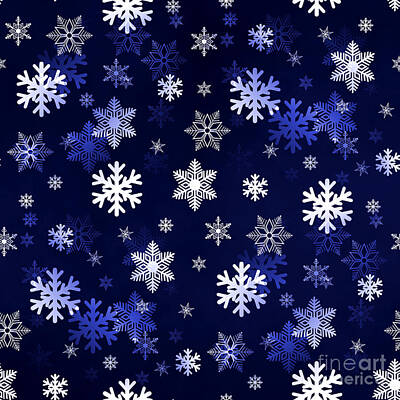 Fun Facts Royalty Free Images - Dark Blue Snowflakes Royalty-Free Image by Henrik Lehnerer