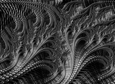 Classic Motorcycles - Dark loops - black and white fractal abstract by Matthias Hauser