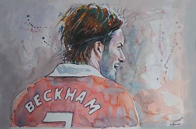 Best Sellers - Athletes Paintings - David Beckham - Portrait 2 by Baris Kibar