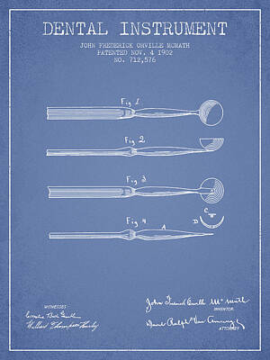 Staff Picks - Dental Instrument patent from 1902 - Light Blue by Aged Pixel